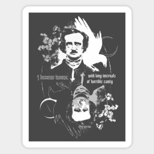 Insane Edgar - Edgar Allan Poe, Gothic, Dark art, roses, skulls and death Magnet